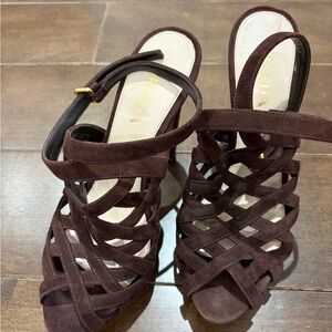 Prada Women's Dark Brown Strappy Sandals